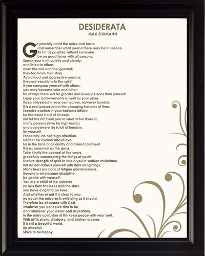 Max Ehrmann Poem Desiderata - Framed Poster Picture Print Motivational Wall Art - Picture 1 of 13