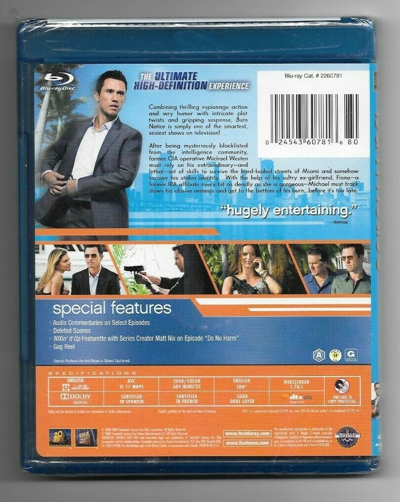 BURN NOTICE SEASON 2 TWO new blu-ray JEFFREY DONOVAN GABRIELLE