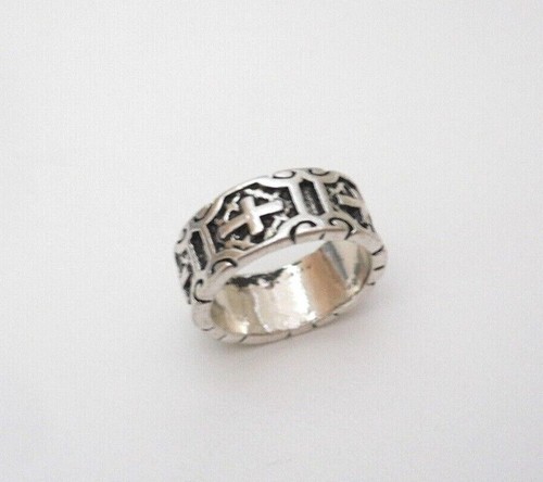 Etched Cross Wrap Band Metal Ring Antique Silver Tone Sz 9, 10.5, 11.5 Choose BN - Picture 4 of 6