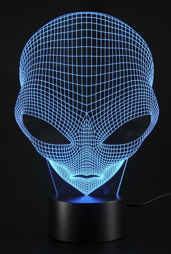 3D Illusion Grow LED Alien Shapes Lamp 7 Colors USB Power - Picture 3 of 6