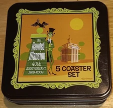 Disneyland Haunted Mansion 40th Anniversary 1969-2009 Shag 5 Piece Coaster Set