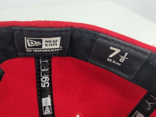 Cleveland Indians Fitted Hat - Adult 7 1/8 (Red) New Era Embroidered Block C - Picture 10 of 12