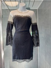 Stunning Boohoo size 12 black & Cream lace mini dress with angel wing sleeve