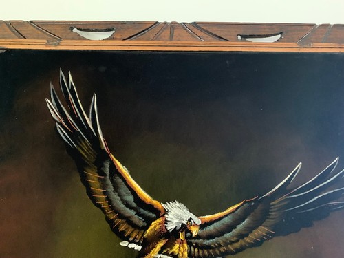 Mid-Century Velvet Art By Ernesto Sanchez. Eagle & American Indian "Falconer" - Picture 7 of 17