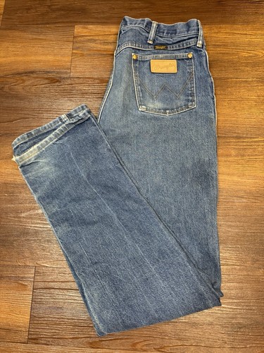 Wrangler Jeans Men 34x36 Blue Distressed Denim Relaxed Western Cowboy 31MWZ VTG - Picture 11 of 12