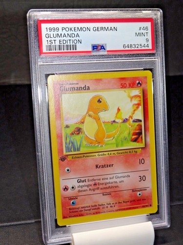 GERMAN 1999 CHARMANDER GLUMANDA Base 1ST EDITION Pokémon #46 PSA 9 MINT DEUTSCH - Picture 9 of 12