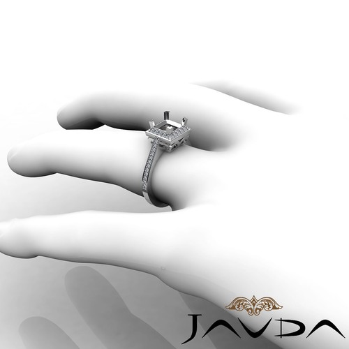 Natural Halo Princess Diamond Engagement Ring Semi Mount 14k White Gold 0.5Ctw - Picture 5 of 6