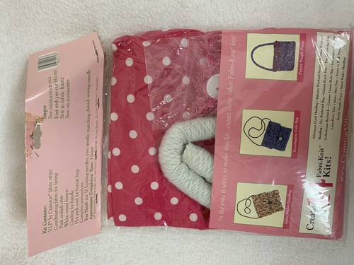 NEW FABRIKnit Knitting with Fabric Pretty In Pink Purse All In One Kit Polka Dot - Picture 4 of 5