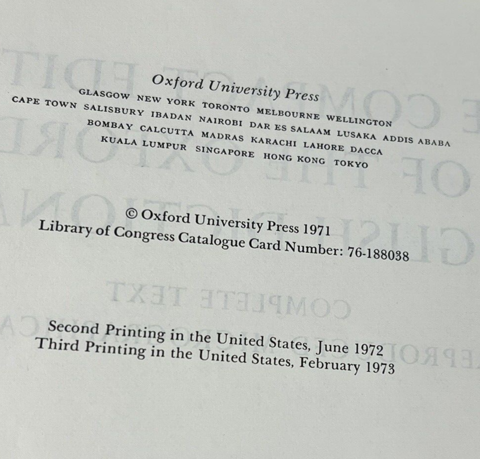 The Compact Edition of the Oxford English Dictionary (2 Volume Set) w