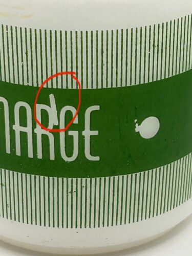 Vintage Federal Glas weiß grün Milchglas GROß Name Kaffeebecher hitzebeständig - Bild 4 von 7