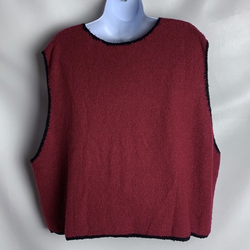 Vintage KORET Wollmischung Pullover Weste 2S rot mit Rose & Perlen Verzierung neu mit Etikett - Bild 4 von 8