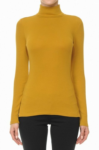 FashionMille Women's Ribbed Turtleneck Long Sleeve Pullover Jersey Top - Picture 30 of 37