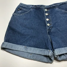 Gitano Jeanswear Shorts Womens Size 10 Exposed Button Fly High Rise Cuffed Denim