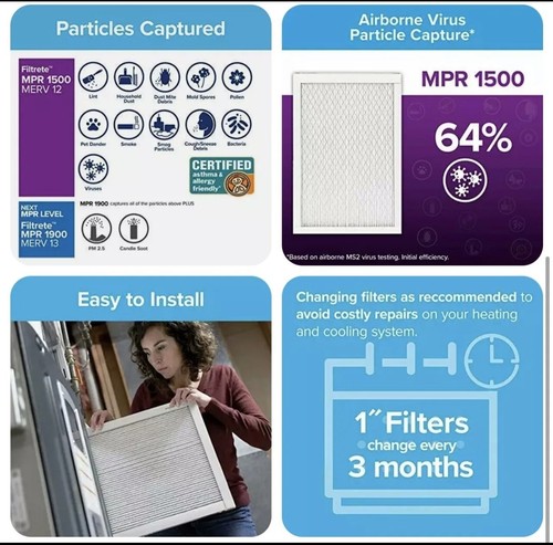 Filtro de reducción de alérgenos Filtrete Ultra UR04-2PK-1E, 14 pulgadas x 25 pulgadas (caja de 1) - Imagen 3 de 4