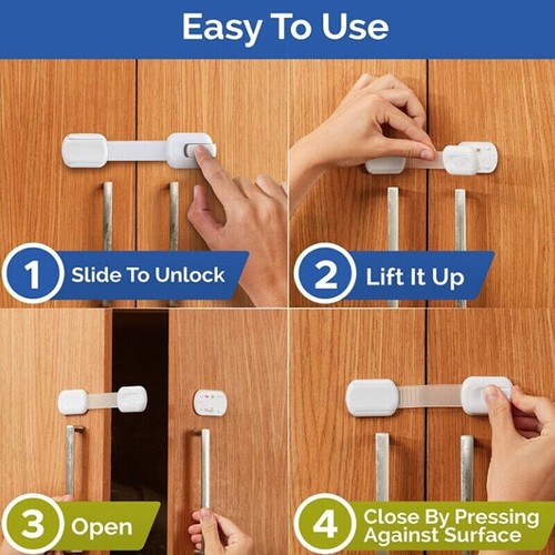 PACK 5/10 cerraduras de correa de puerta para armario de seguridad para bebés hogar a prueba de niños - Imagen 6 de 7