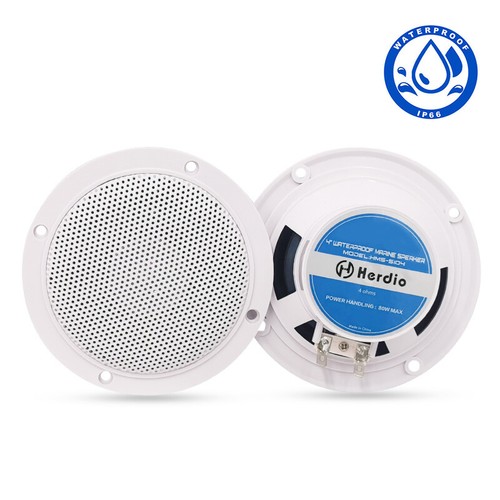 Herdio Marine Boat Speakers 2 Way Flush Mount Ceiling Speaker Waterproof 2 Pairs - Picture 3 of 12