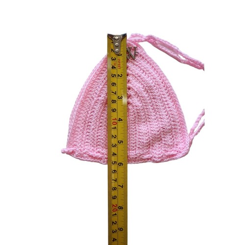 Nikita Naomi Handmade Crochet Swimwear Alize Pink Triangle Bikini TOP Size Small - Picture 8 of 8