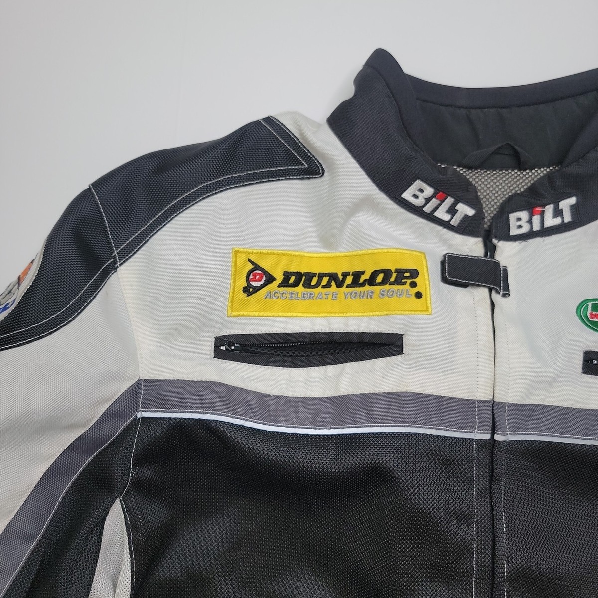 Bilt Motorcycle Racing Jacket XXL 2XL With Patches Dunlop