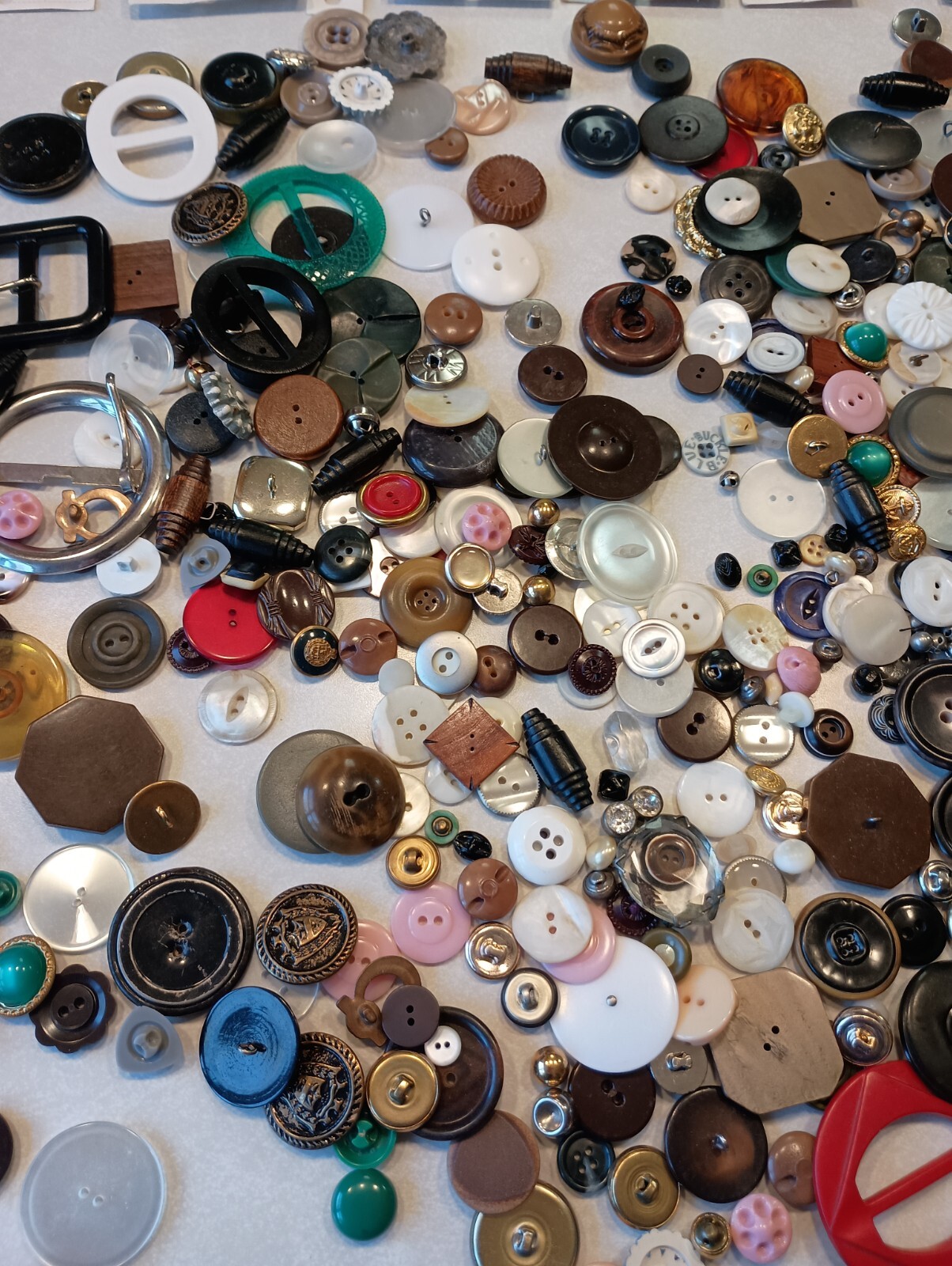 6 Pounds of Vintage Buttons, Buckles, Ric Rac, Estate of 92 year old