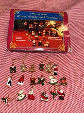NEW VTG Set of 18 Miniature Winter Wonderland Hand Painted Christmas Ornaments