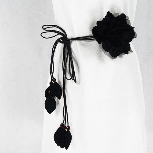 Robe corset femme grande dentelle nœud floral skinny longue chaîne à pompons ceinture - Photo 10/14