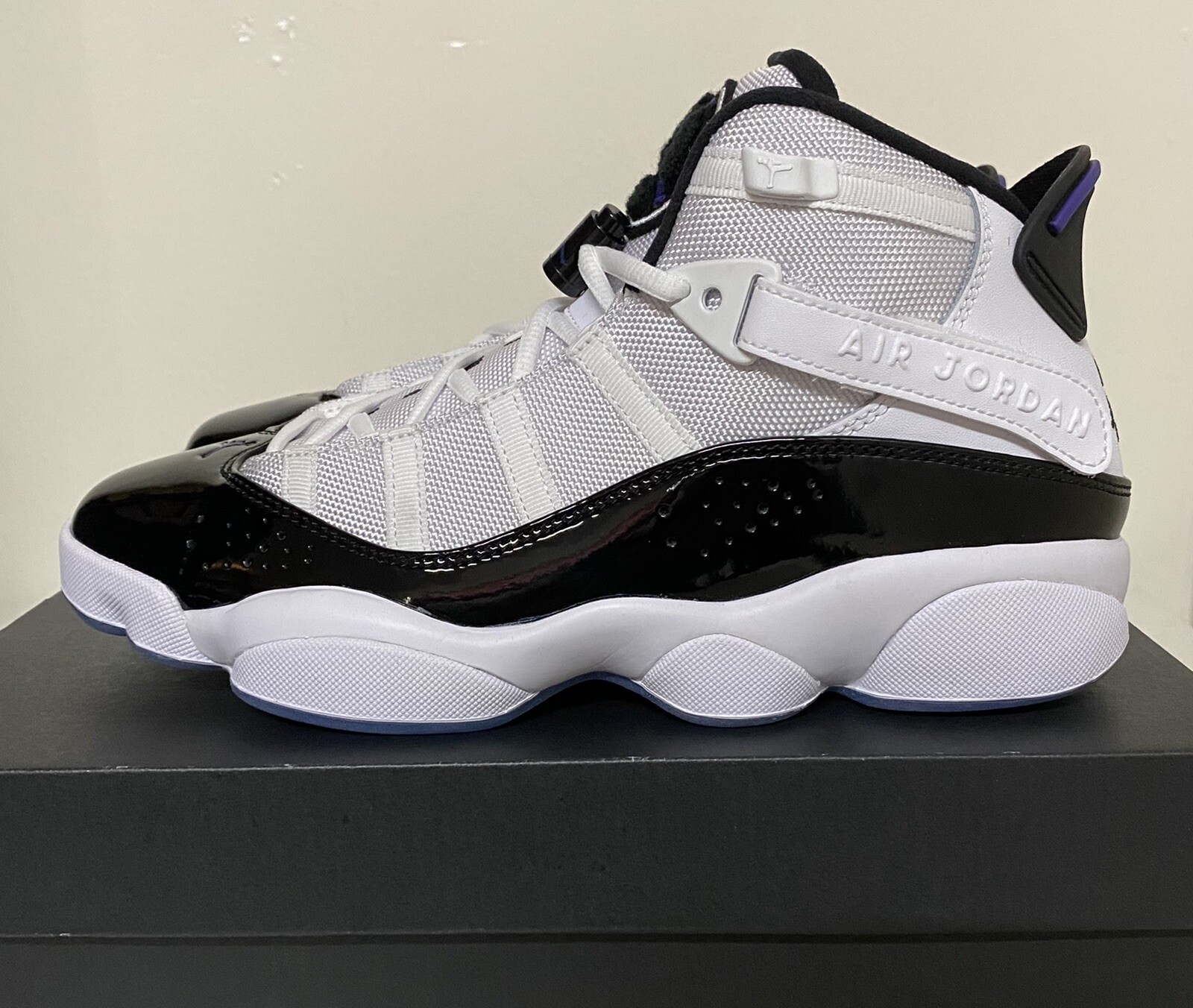 Nike Air Jordan 6 Rings Concord Mens Sz 9 White Black Basketball Shoe 322992-104