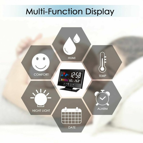 Thermomètre Numérique LCD Hygromètre Station Météo Prévision Alarme Snooze Clock - Photo 6/8