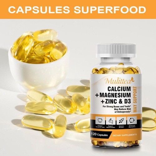 Zinc Calcium Magnesium & Vitamin D Complex Supplement 120 Vegetarian Capsules - Picture 2 of 8
