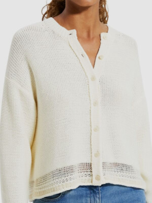 Knitwear Petite White Cardigan Theory Women Ivory Linen Open