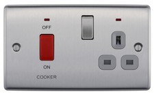 BG Nexus Brushed Steel Switches & Sockets Full Range Satin Chrome Grey Inserts