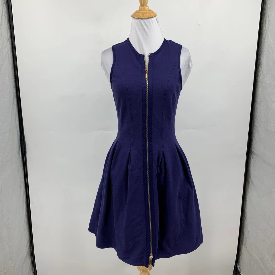 Marciano Dress Womens 4 Nautical Fit Flare Ponte Knit Full Zip Front Skater Mini - Image 2 of 4