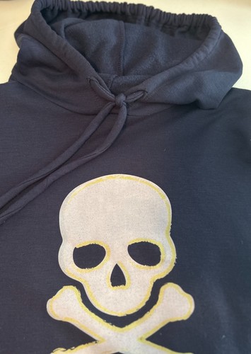 Soulcycle Women’s  Navy Cropped Skull Hoodie Sweatshirt Size Medium - Picture 2 of 6