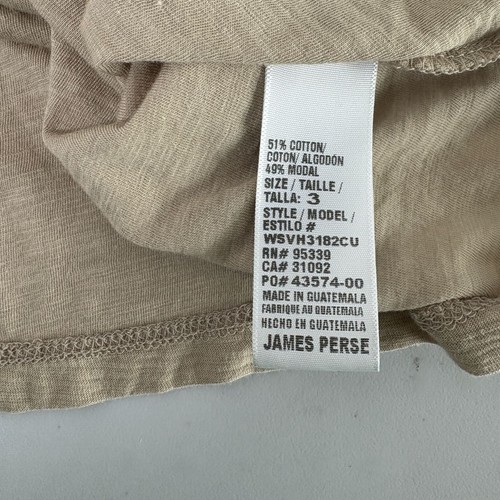 T-shirt James Perse scollo a V taglia 3 US L marrone manica corta top minimalista nuova con etichette - Foto 5 di 9