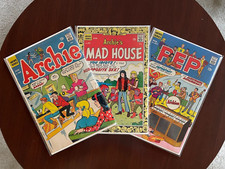 (Lot of 3 Silver Age Comics) Archie #182, Archie's Madhouse #55 & Pep #227 1960s