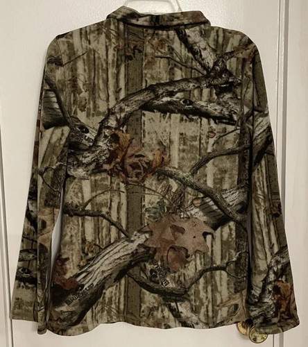 Mossy Oak Breakup Infinity Jacket Womens M 8-10 Fleece Camo Aqua Trim Full Zip - Picture 3 of 12