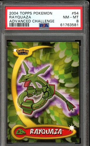 PSA 8 Near Mint 2004 Topps Pokemon Advanced Challenge Rayquaza Card #54