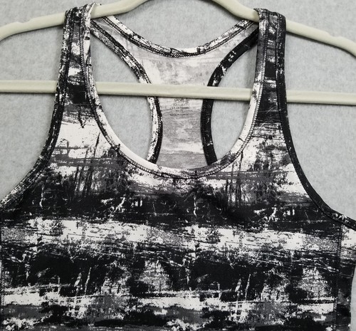 H&M Activewear Tank Top Women’s Small S Black White Tie Dye Sleeveless Racerback - Picture 2 of 9