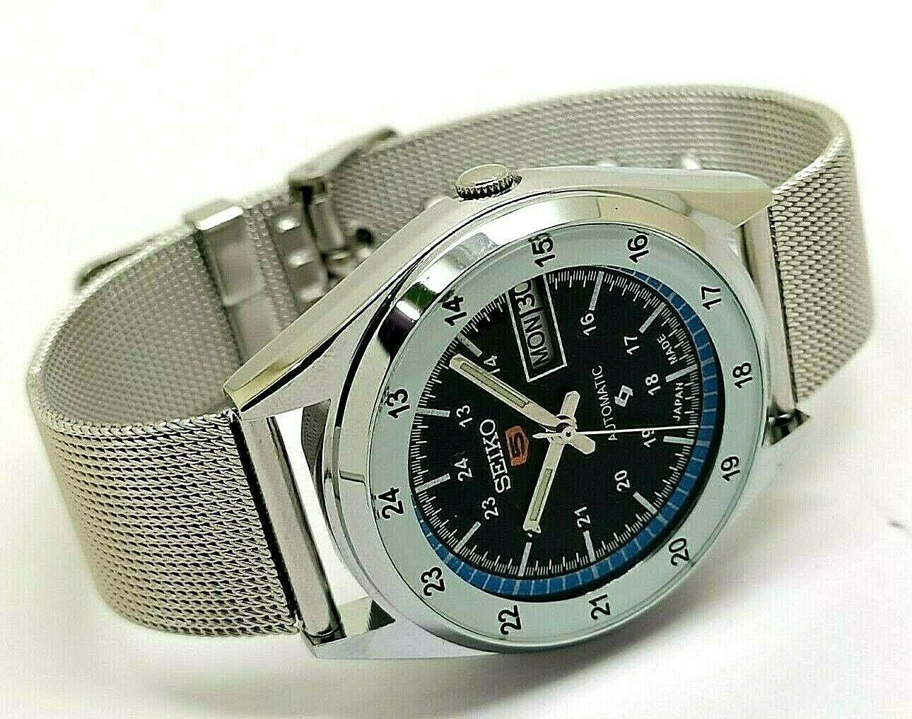 SEIKO 5 AUTOMATIC STEEL SILVER DAY/DATE VINTAGE MEN'S WRIST WATCH eBay