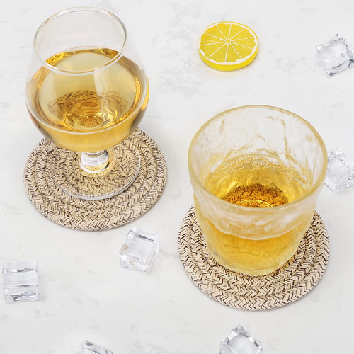 8 Pcs Drink Coasters with Holder, Cotton Woven Absorbent Coasters for Drinks, Mi - Picture 6 of 12