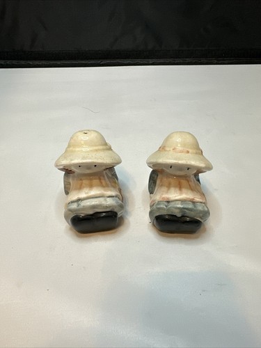 Cappello di paglia vintage bambina con anatra nel cesto sale e pepe shaker con tappi - Foto 2 di 2