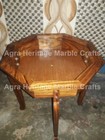 15" Marble Table Top Wooden Stand/Base Home Interior Decor E551