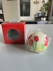 Crystal Glowing Sphere Candle Spring Flowers Pattern Glows When Light NEW