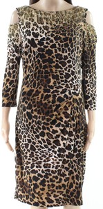 Adrianna-Papell-NEW-Brown-Womens-Size-16-Cheetah-Print-Sheath-Dress-179-077