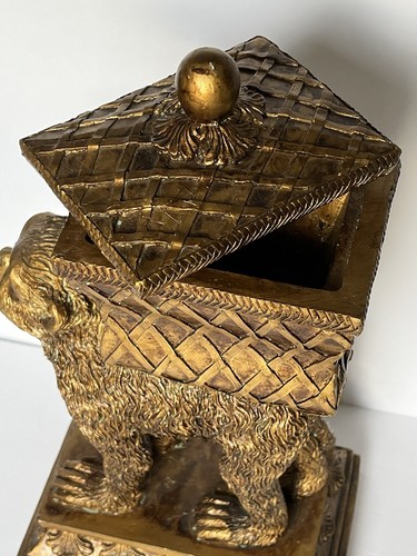 Vtg Monkey Statue Exotic Ethnic Design Decor  Basket on Back w/ Lid Trinkets… - Picture 6 of 14