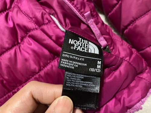 North Face Girls Medium Jacket Pink Puffer Quilted Fleece Full Zip Long Sleeve - Picture 4 of 10