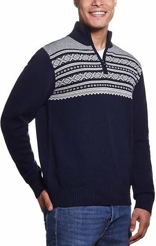Weatherproof Vintage Men's Holiday Heavyweight Quarter Zip Sweater, Blue, M - Picture 2 of 4