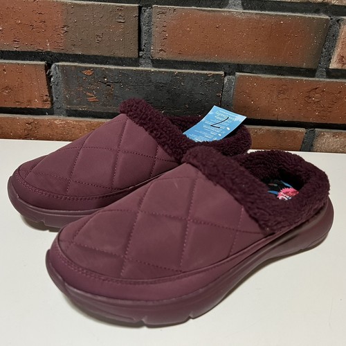 Vera Bradley Cloud Mules Shoes Burgundy Wine Slip on Quilted Womens Size 7