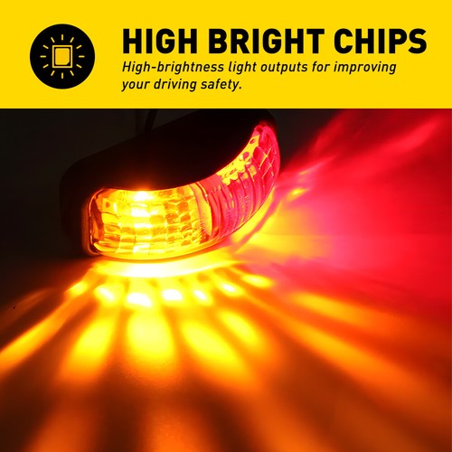 60pcs LED Clearance Light Side Marker Lamp RED AMBER Trailer Truck Caravan Lorry - Picture 53 of 221