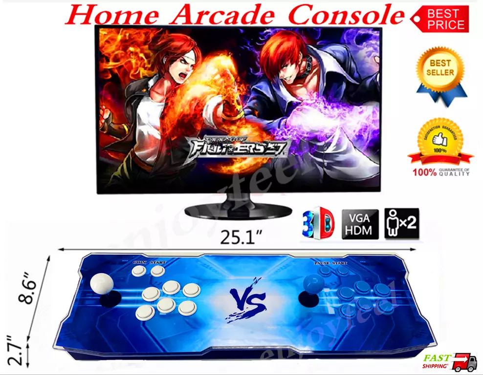  TOJASDN 10000 Games in 1 Arcade Game Console ，Pandora Box 3D  Double Stick，WiFi Function to Add More Games，Retro Game Machine for PC &  Projector & TV，1920x1080P,Favorite List,4 Players Online Game 