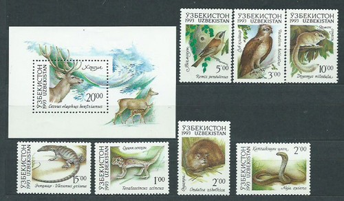 Uzbekistan - Posta Yvert 7/13 + Hb 1 MNH Fauna